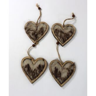 ZÁVĚS SRDCE 9cm 4ks*PŘÍRODNÍ