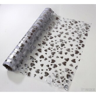 ORGANZA SRDCE 3504 36cmx5yd*STŘÍBRNÁ