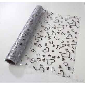 ORGANZA SRDCE 3516 36cmx5yd*STŘÍBRNÁ