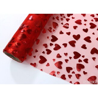 ORGANZA SRDCE 3508 36cmx5yd*ČERVENÁ