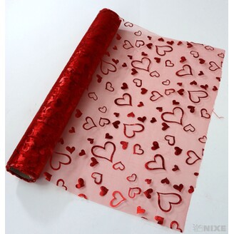 ORGANZA SRDCE 3520 36cmx5yd*ČERVENÁ