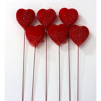 ZÁPICH SRDCE 6ks 6x26cm*ČERVENÁ