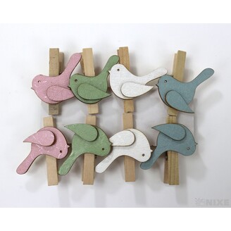 PTÁČEK NA KOLÍČKU 4x4,5cm 8ks*MIX BAREV