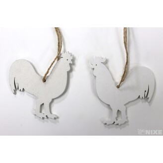 ZÁVĚS D KOHOUT 6ks 7x6cm*BÍLÁ