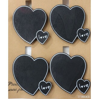 KOLÍČEK SRDCE 6x4,5cm 4ks*ČERNÁ