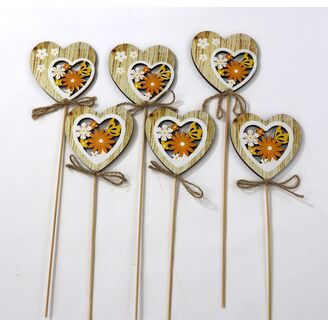 ZÁPICH SRDCE 7x27cm 6ks*PŘÍRODNÍ