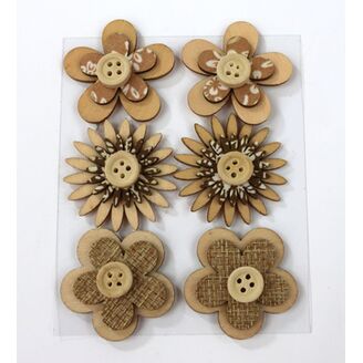 KVÍTEK NALEP. 4cm 6ks*PŘÍRODNÍ V+