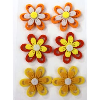 KVĚT FILC NALEP 4,5cm 6ks*MIX BAREV