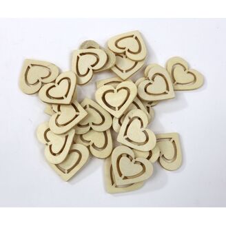 SRDCE DŘEVO 2,5cm 24ks*KRÉMOVÁ