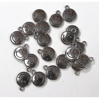 ZÁVĚS KOV SMAJLÍK 20ks 2cm*STŘÍBRNÁ