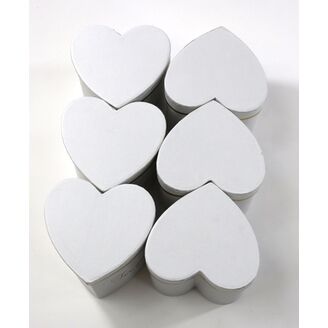 KRABICE SRDCE 6ks 9x8cm*BÍLÁ