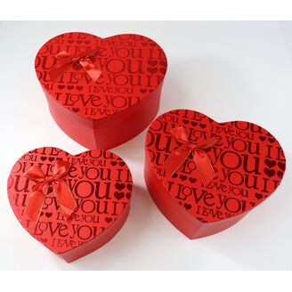 KRABICE SRDCE 23x13cm 20x11 19x10*ČERVENÁ