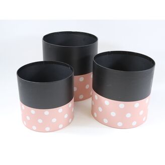 KVĚTINOVÝ BOX 3ks pr. 18x18cm 16x17 14x14*RŮŽOVÁ+ČERNÁ