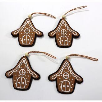 ZÁVĚS PERNÍČEK DOMEK 8,5cm 4ks*HNĚDÁ