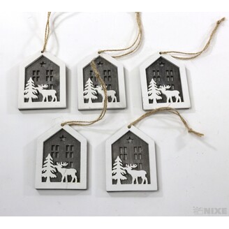 ZÁVĚS D DOMEK 5ks 7cm*BÍLÁ