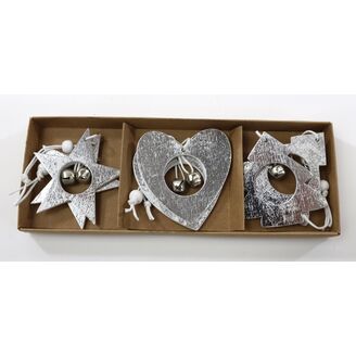 ZÁVĚS D VÁNOCE 6ks 6cm*STŘÍBRNÁ