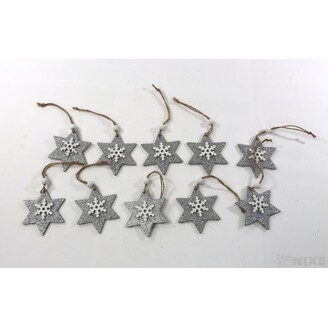 ZÁVĚS D VÁNOCE 10ks 7cm*STŘÍBRNÁ