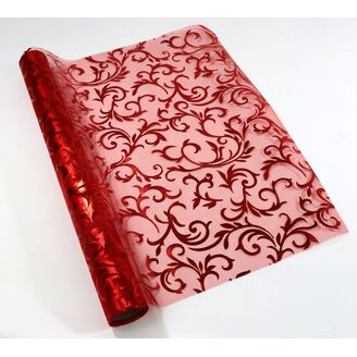 ORGANZA TISK 18 36cmx5yd*ČERVENÁ