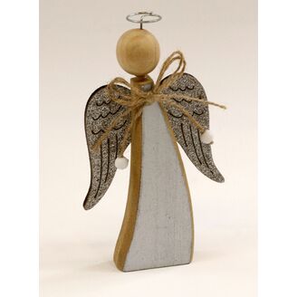 ANDĚL DŘEVO 08x14x1,5cm*STŘÍBRNÁ