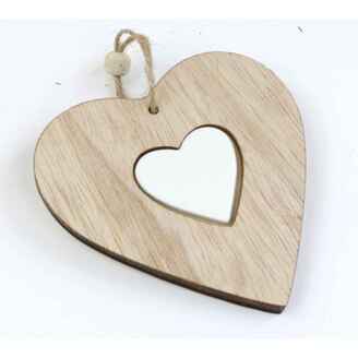 ZÁVĚS SRDCE DŘEVO 10cm*