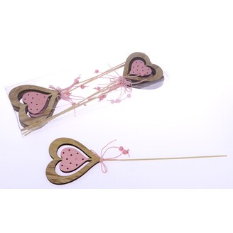 ZÁPICH SRDCE 8x28cm 8ks*RŮŽOVÁ