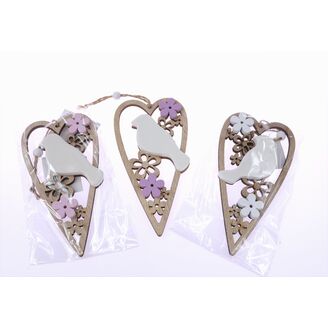 ZÁVĚS PTÁČEK SRDCE 15x8cm V+