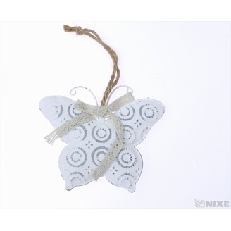 ZÁVĚS MOTÝL PLECH 8x10cm*BÍLÁ