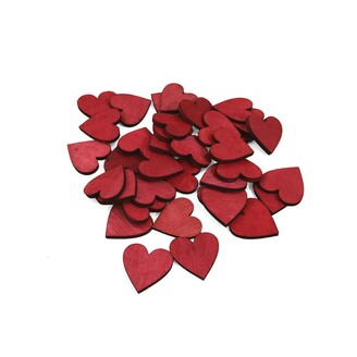 SRDCE DŘEVO 2,5cm 36ks*ČERVENÁ