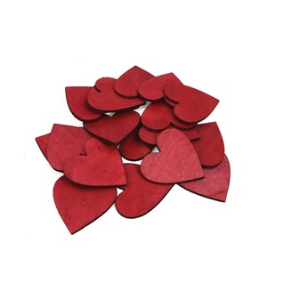 SRDCE DŘEVO 5cm 18ks*ČERVENÁ