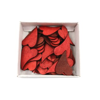SRDCE DŘEVO 5x3,5cm 18ks*ČERVENÁ