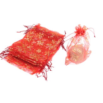 SÁČEK ORGANZA VLOČKA 09x12cm*ČERVENÁ