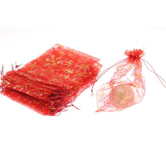 SÁČEK ORGANZA VLOČKA 12x17cm*ČERVENÁ