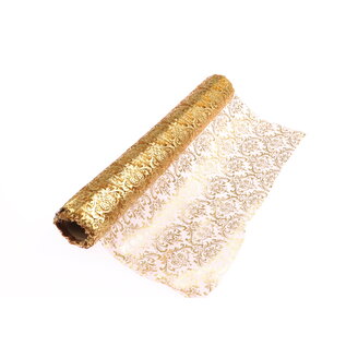 ORGANZA VZOR 698 39cmx10yd*HNĚDÁ+ZLATÁ