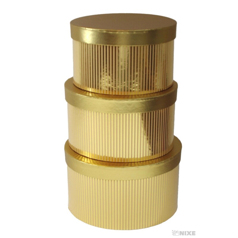 KRABICE OVÁL 3ks 24x21x15cm 22x20x13 20x18x12*ZLATÁ