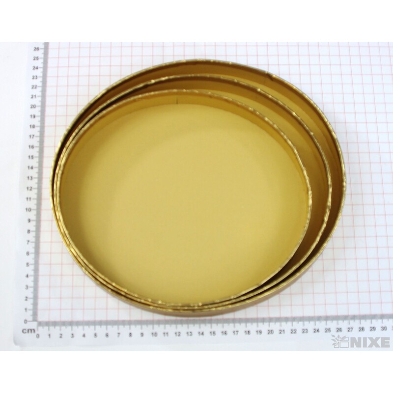 KRABICE OVÁL 3ks 24x21x15cm 22x20x13 20x18x12*ZLATÁ