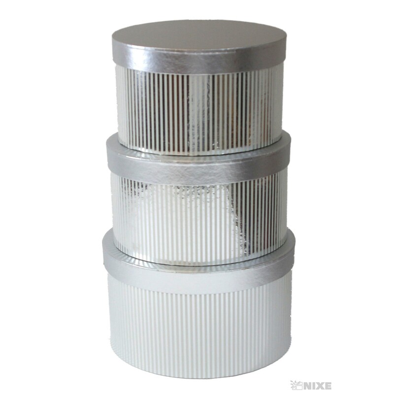 KRABICE OVÁL 3ks 24x21x15cm 22x20x13 20x18x12*STŘÍBRNÁ