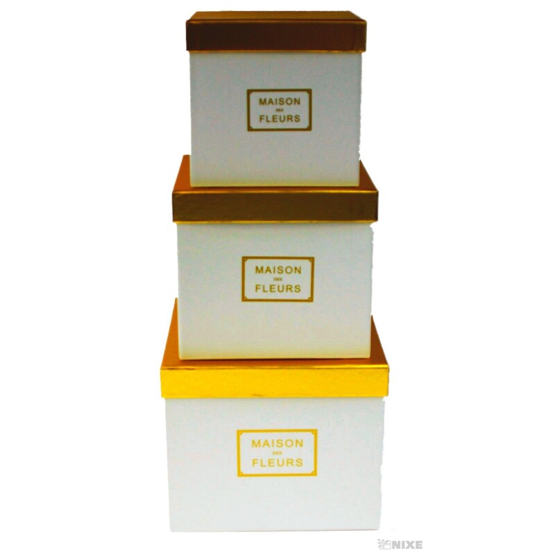 KRABICE 22x19x22cm 19x17x19 16x15x16*BÍLÁ+ZLATÁ