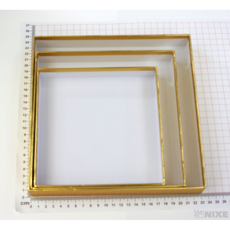 KRABICE 22x19x22cm 19x17x19 16x15x16*BÍLÁ+ZLATÁ