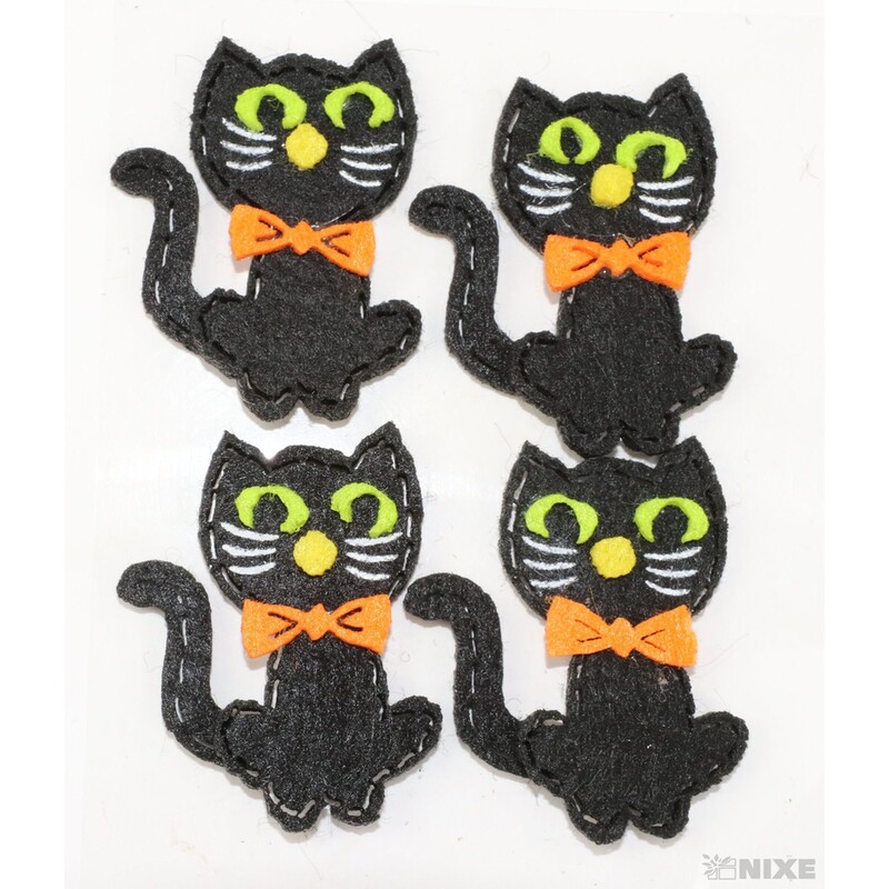 KOČKA NALEPOVACÍ FILC 4,5cm 4ks*ČERNÁ