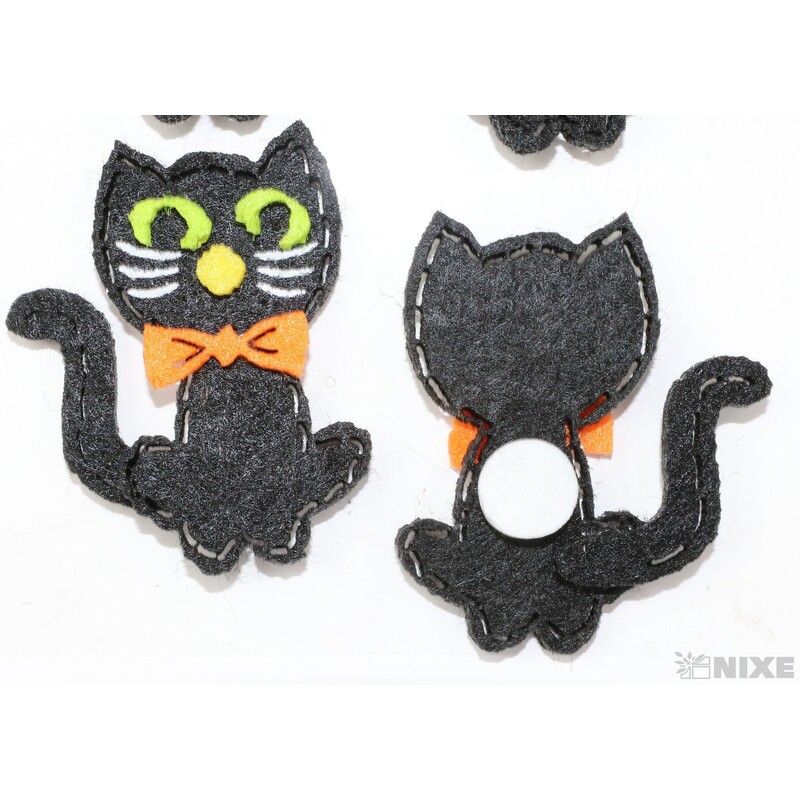 KOČKA NALEPOVACÍ FILC 4,5cm 4ks*ČERNÁ