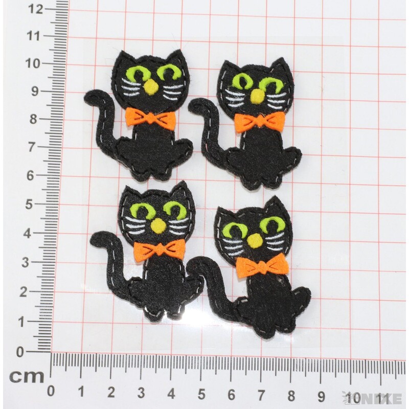 KOČKA NALEPOVACÍ FILC 4,5cm 4ks*ČERNÁ