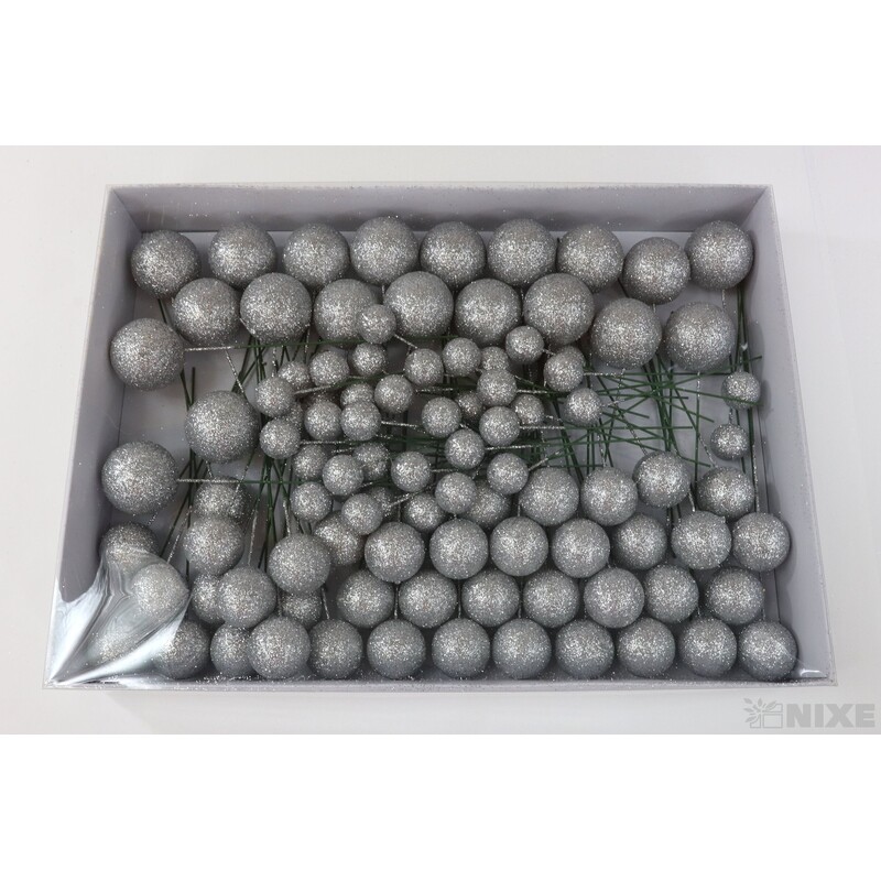 KOULE NA DR. 2-3x18cm 100ks*STŘÍBRNÁ