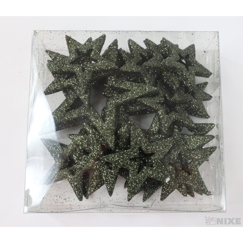 HVĚZDA 3,5-6,5cm 24ks*ZELENÁ TM.