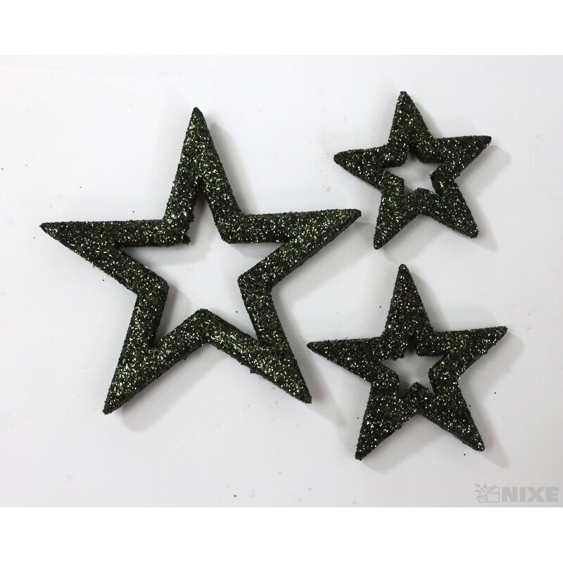HVĚZDA 3,5-6,5cm 24ks*ZELENÁ TM.