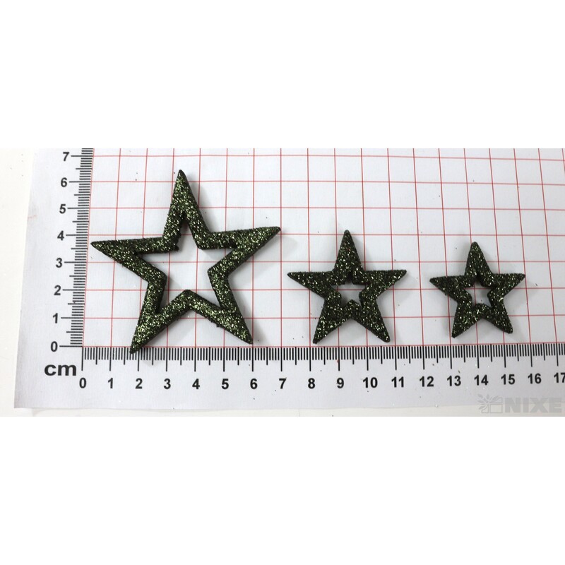 HVĚZDA 3,5-6,5cm 24ks*ZELENÁ TM.