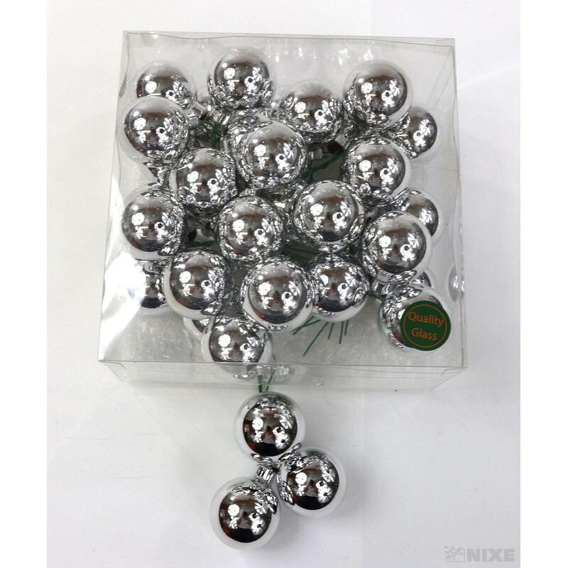 KOULE NA DR. 4x10cm 36ks*STŘÍBRNÁ