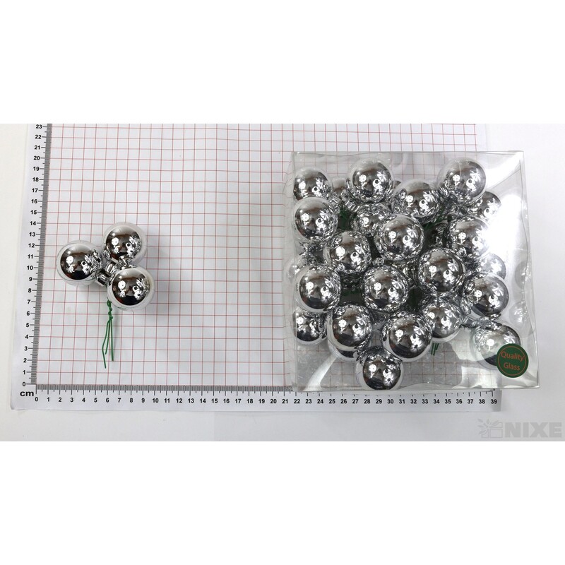 KOULE NA DR. 4x10cm 36ks*STŘÍBRNÁ