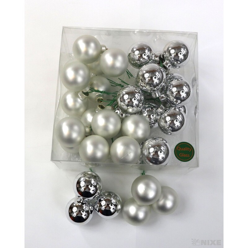 KOULE NA DR. 4x10cm 36ks MIX*STŘÍBRNÁ