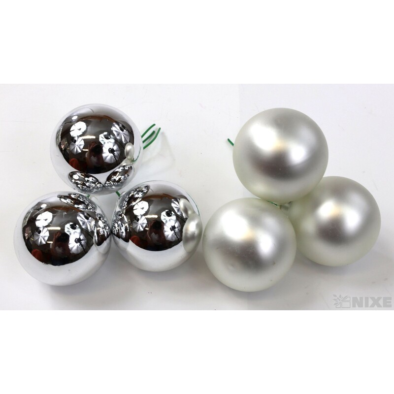 KOULE NA DR. 4x10cm 36ks MIX*STŘÍBRNÁ