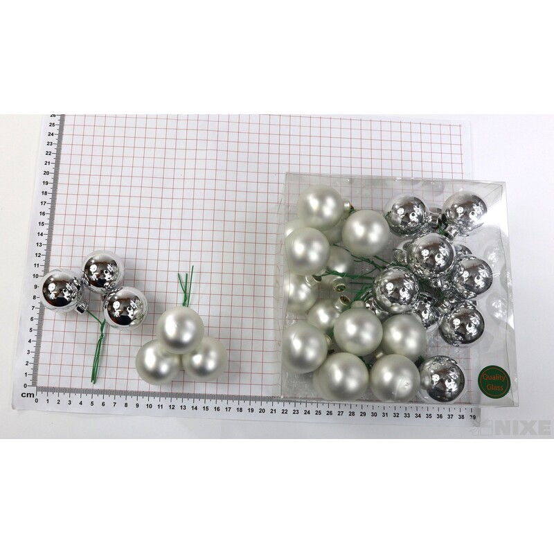 KOULE NA DR. 4x10cm 36ks MIX*STŘÍBRNÁ